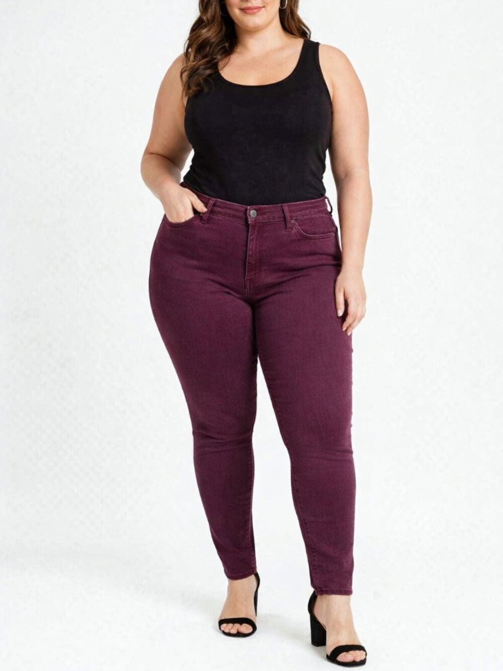 Style & Co Curvy Skinny Jeans – Size 14 – Burgundy